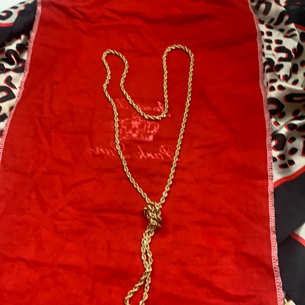 Long rope necklace I knotted it , gold plated